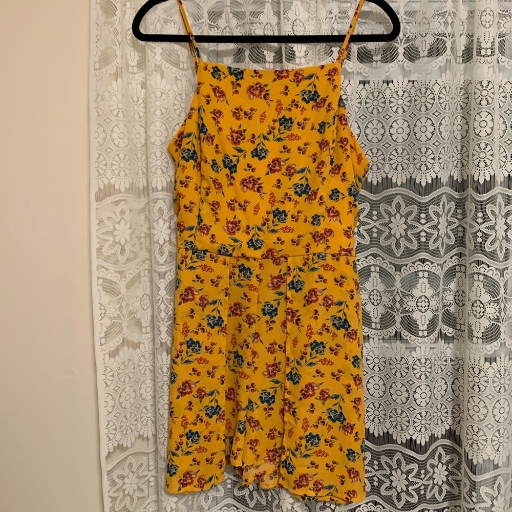 Xhilaration Mustard, Floral Romper